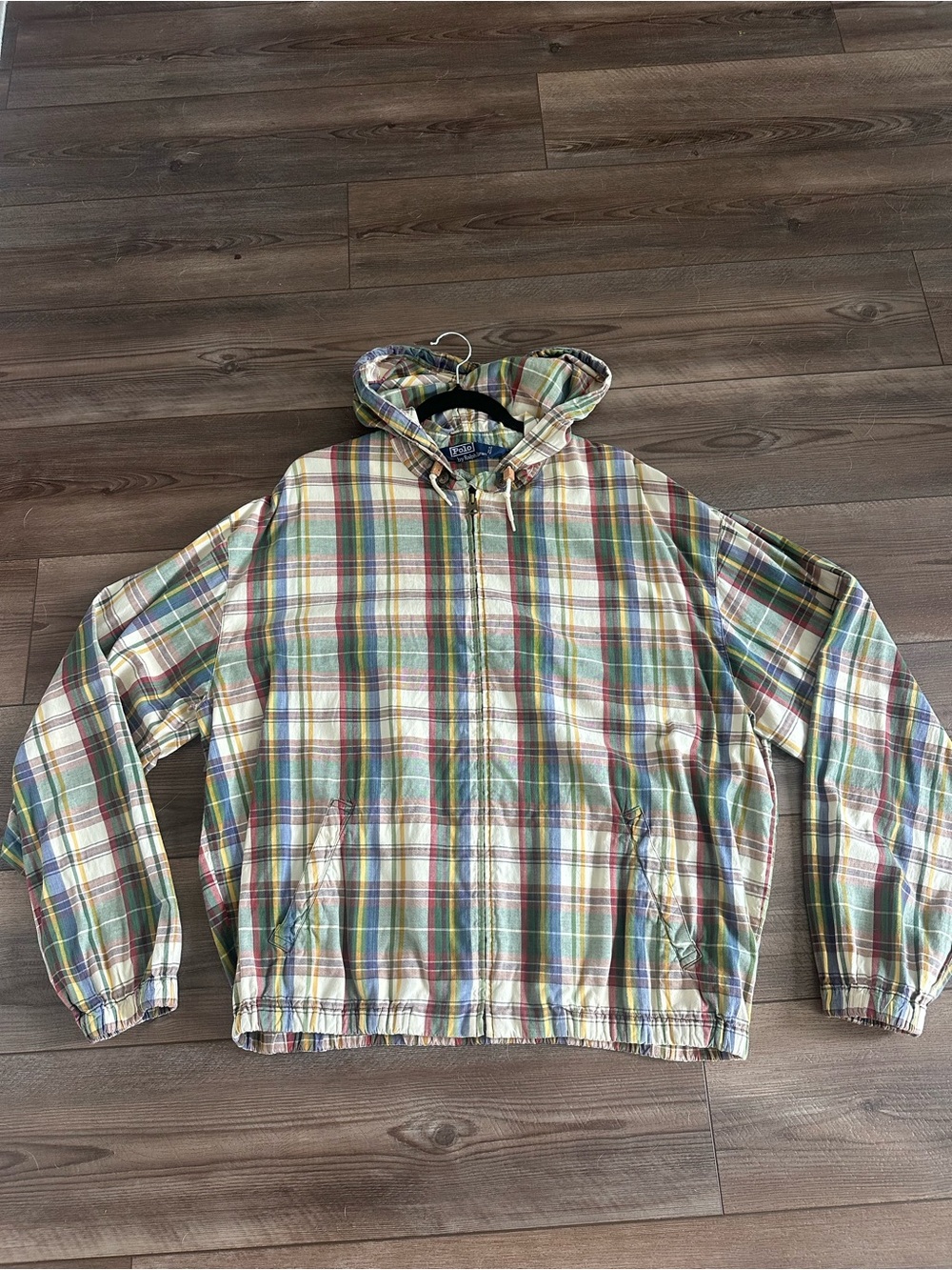 90s Vintage Polo Ralph Lauren Plaid Hooded Windbreaker Jacket - Multicolor L